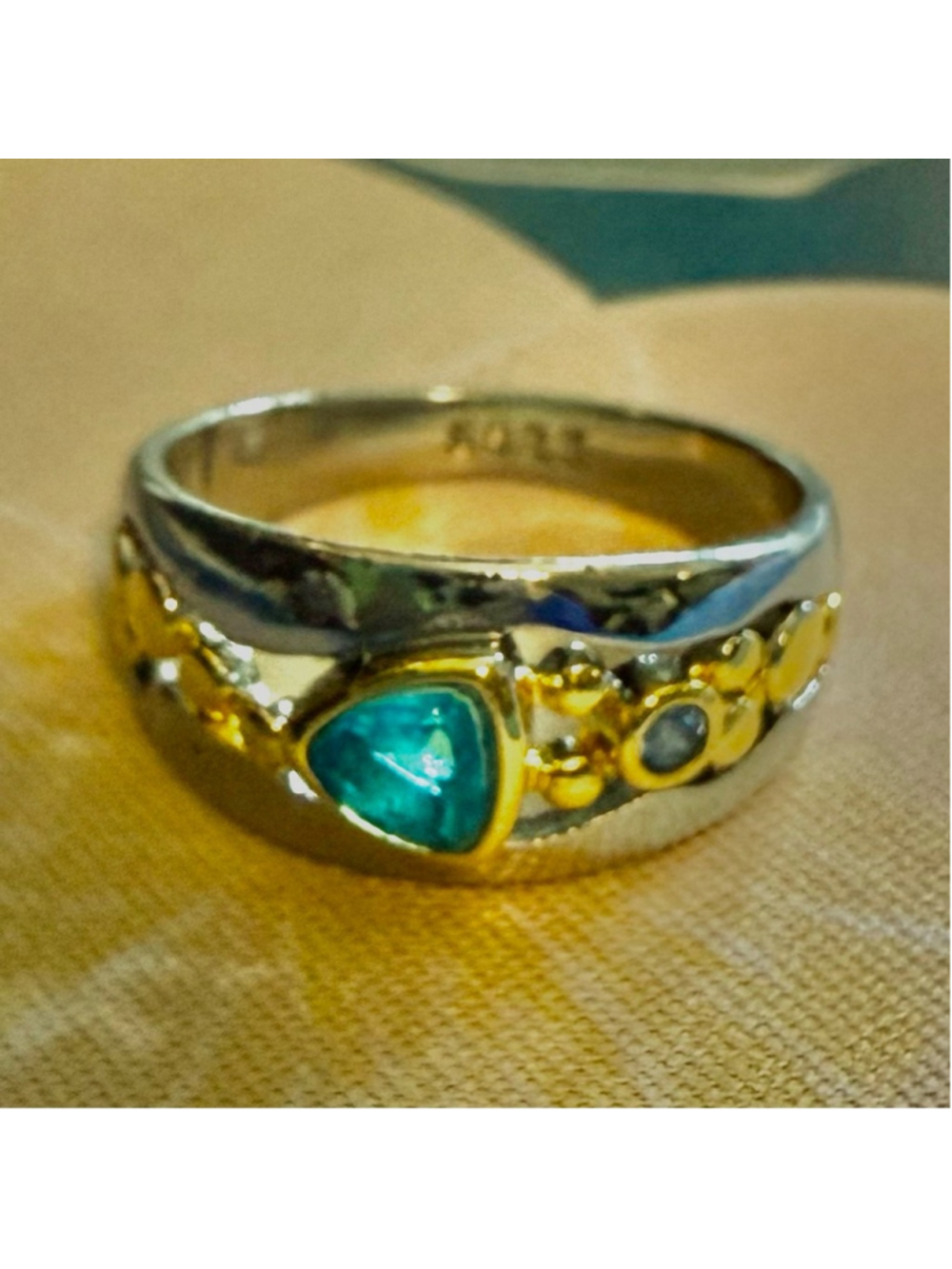 NEW Sterling Silver Ring with Blue Topaz & Tanzanite Simulated Stones Size 7 - Picture 2 of 5